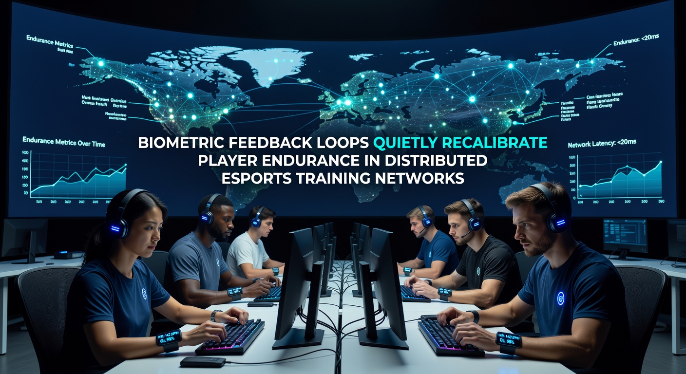Biometric sensors integrated into esports training setups monitoring player vitals across distributed networks