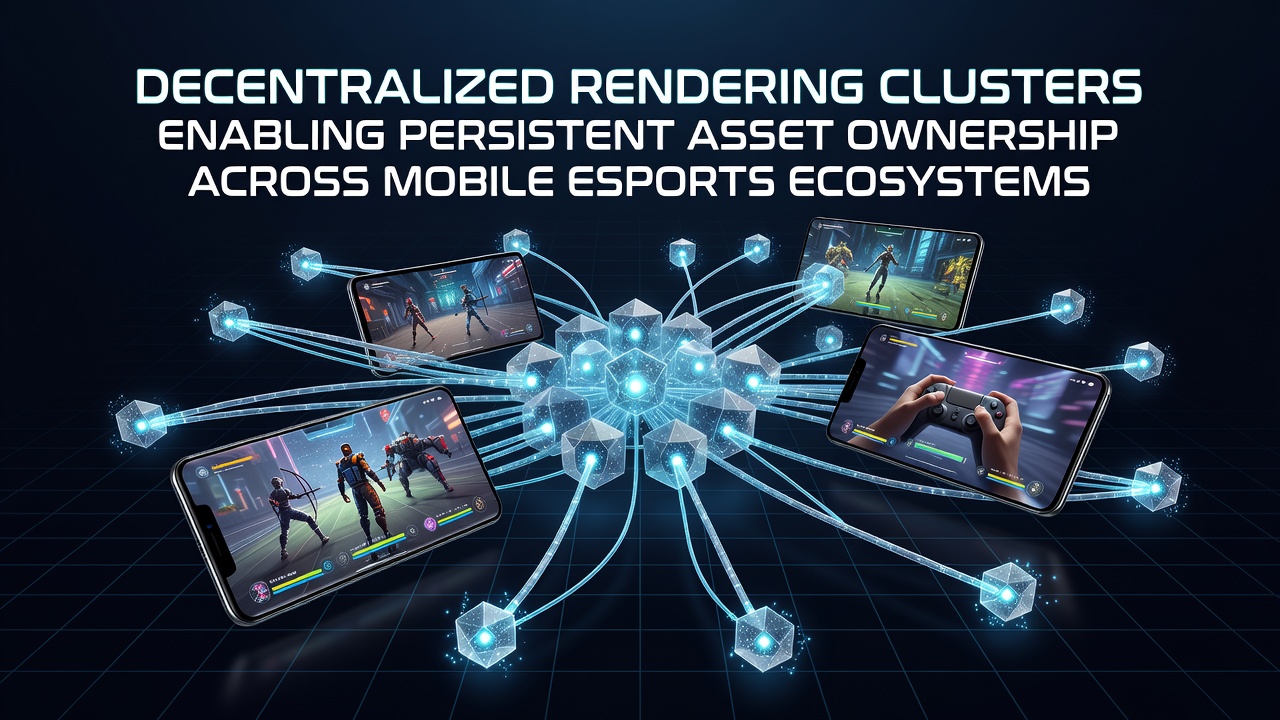 Decentralized rendering clusters processing mobile esports assets across distributed nodes