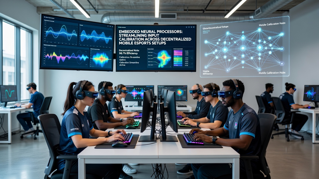 Mobile esports tournament setup with decentralized devices connected through edge nodes during live competition