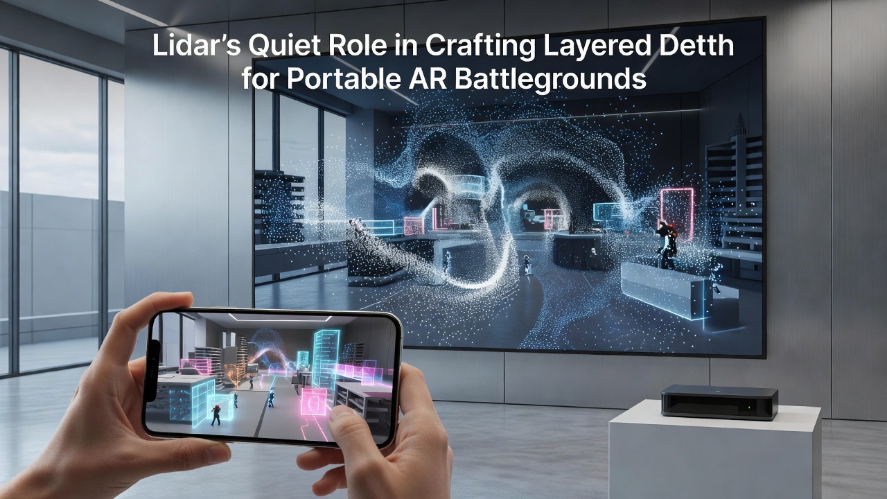 Layered depth visualization generated by lidar in an active portable AR battleground setup