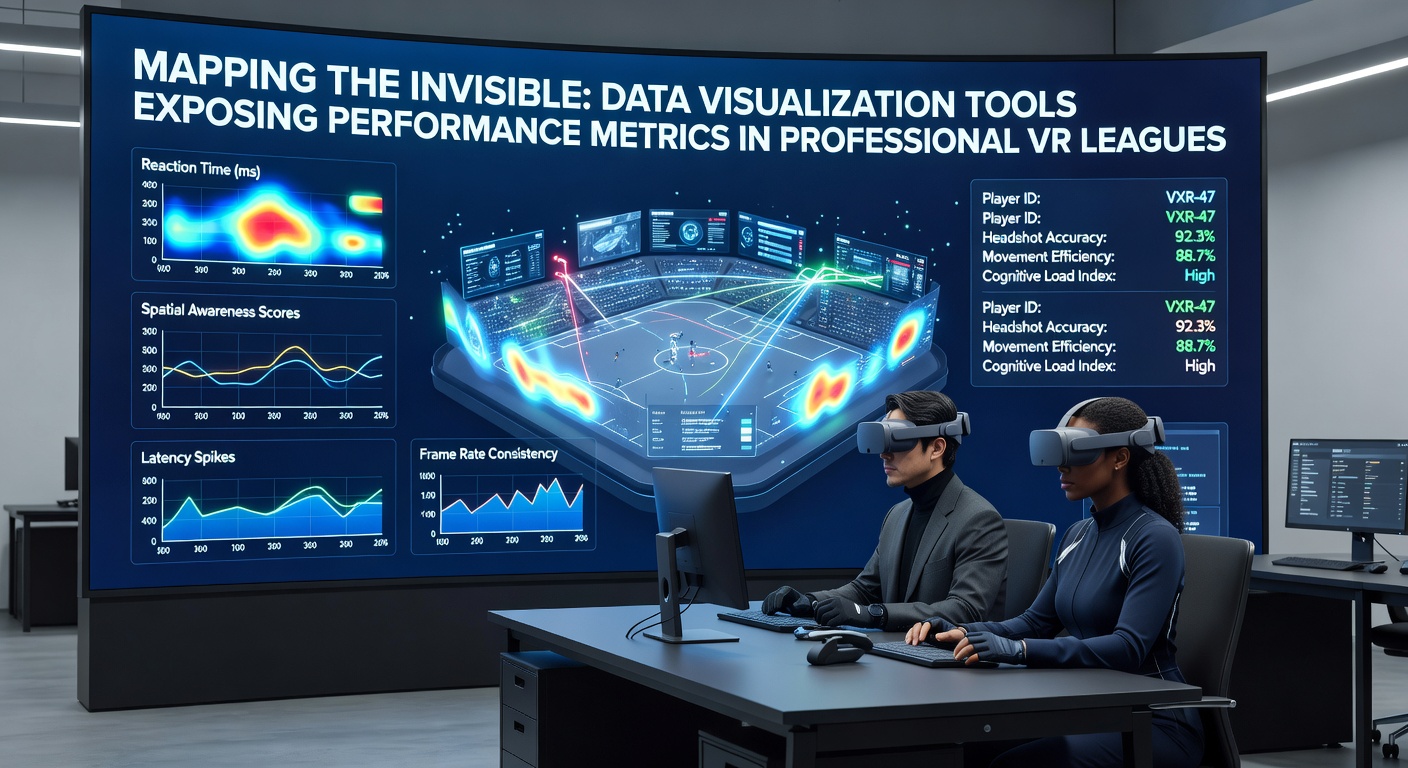 Analyst reviewing VR esports heat maps and trajectory paths on multiple monitors