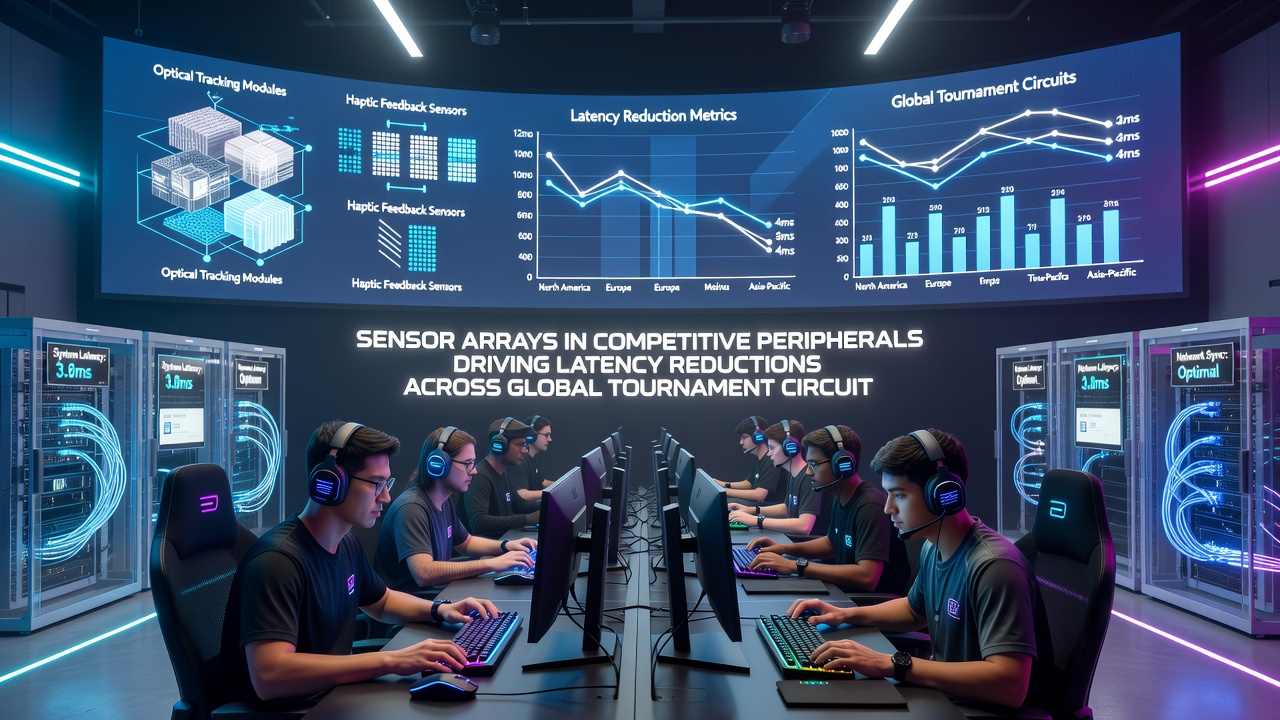 Technician testing sensor array latency on a professional esports keyboard in a controlled lab environment