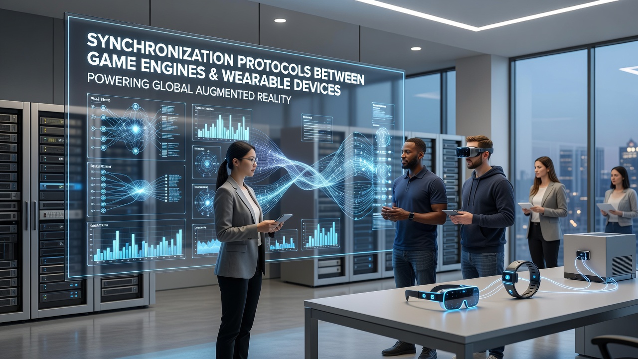 Wearable devices and game engine interfaces exchanging synchronized data during live augmented reality gameplay
