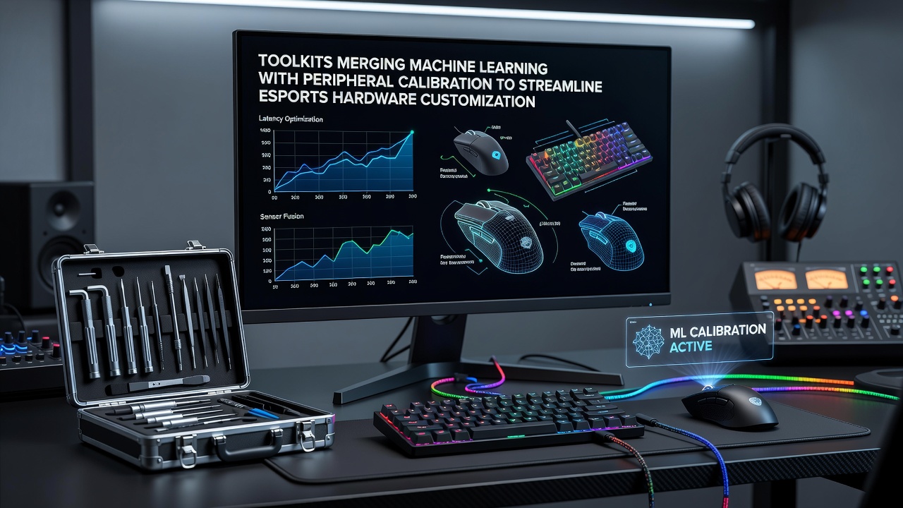 Esports athlete reviewing machine learning generated calibration adjustments on a peripheral device